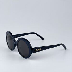 Loewe LW40135I SLIM 90A BRAND NEW Sunglasses Shiny Blue Smoke Round Women